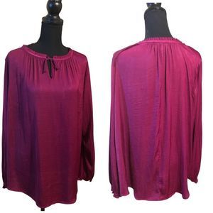 Liz Claiborne 1X Long Sleeve Blouse in Hot Pink